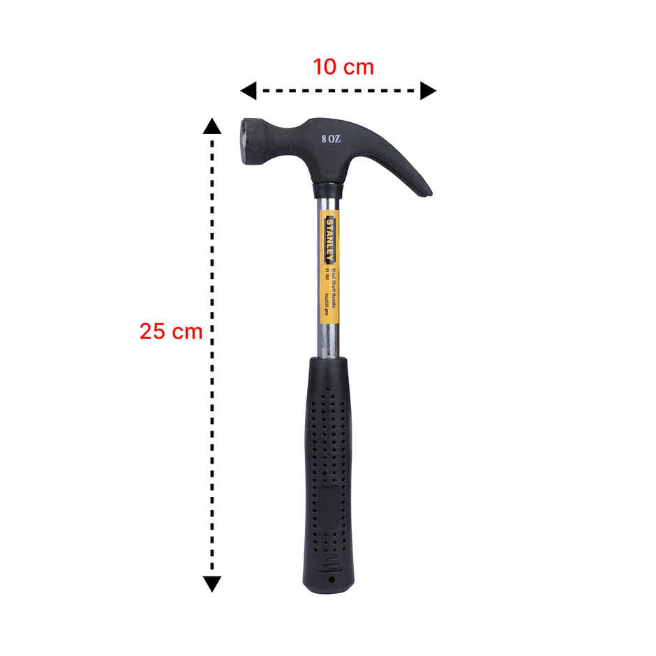 STANLEY 51-152 Claw Hammer With Steel Shaft For DIY, Mechanic, Industrial & Professional Use, 220g