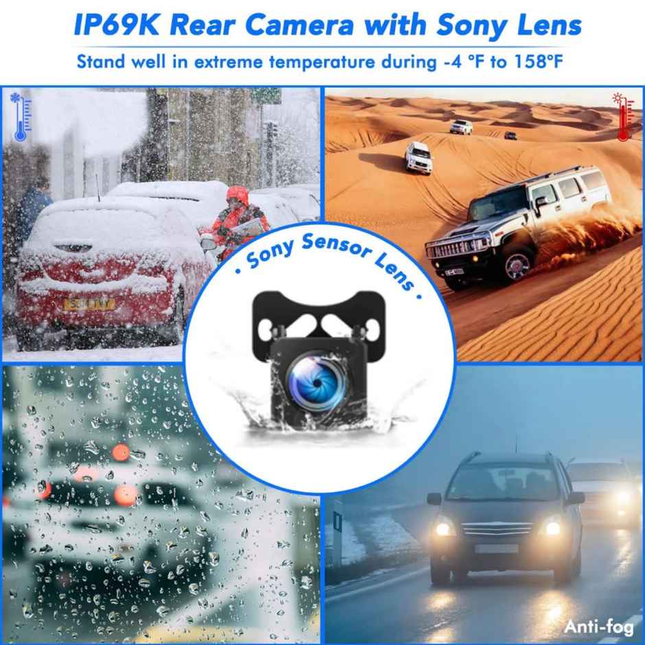 Ausha Full HD Dual Dash Camera with 10 inch IPS Touch Screen