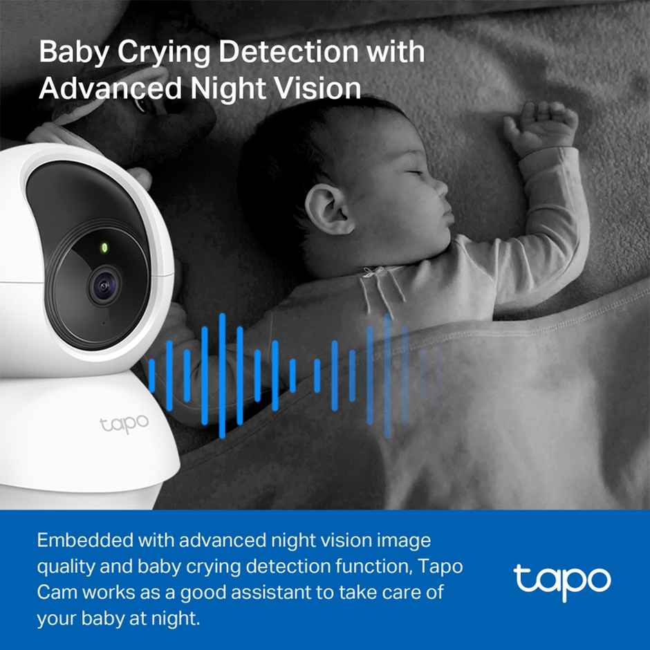 TP-Link Tapo C200 360Degree 2MP 1080p Full HD Pan/Tilt Home Security Wi-Fi Smart Camera| Alexa Enabled| 2-Way Audio| Night Vision| Motion Detection| Sound and Light Alarm| Indoor CCTV -  White