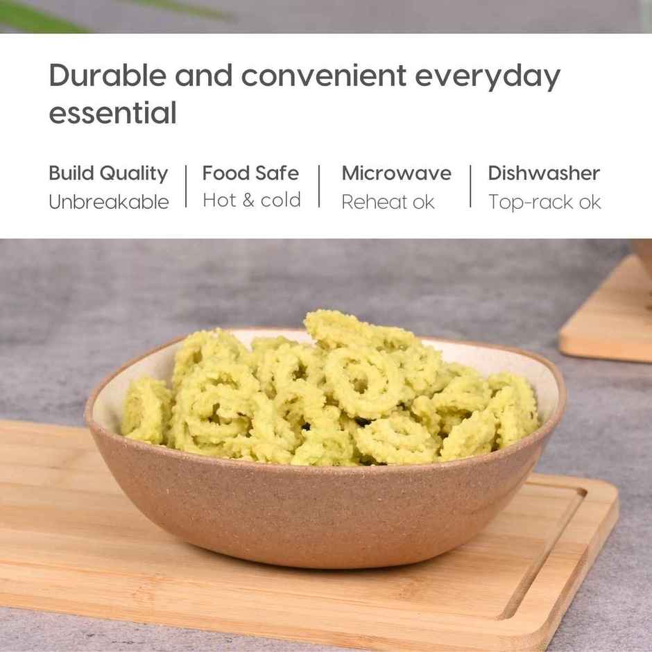 Eha Earth Friendly Multipurpose Bowls | 600 ml, 2 pcs, Tortilla | Made with Rice Husk Biocomposite
