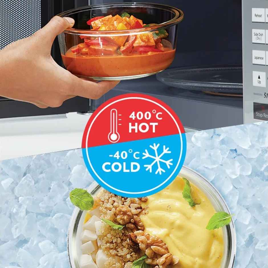 Borosil Alfa Universal Lunchbox | 4 Pcs Glass Set | 320 ml x 2 + 240 ml x 2