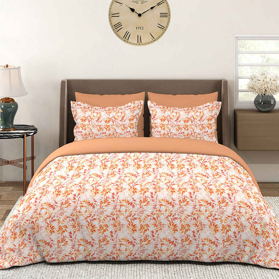 Layers Home Easy 100% Cotton 144 TC Orange Double Bedsheet with 2 Pillow Covers