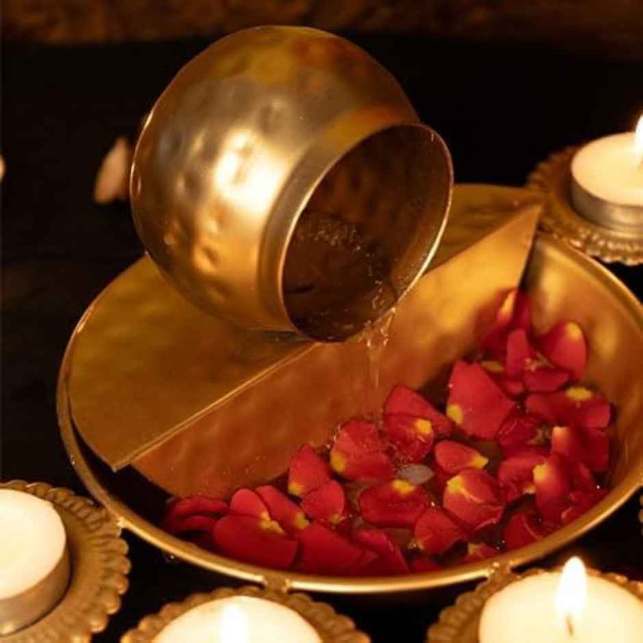 Urban Born Peacock Water Fountain Urli Bowl