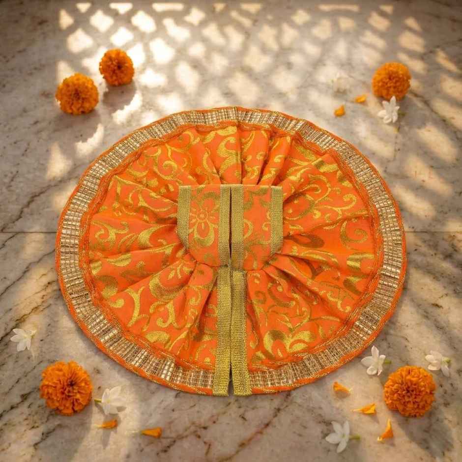 Gullak Laddu Gopal Foil Print Poshak | Orange | Size 1