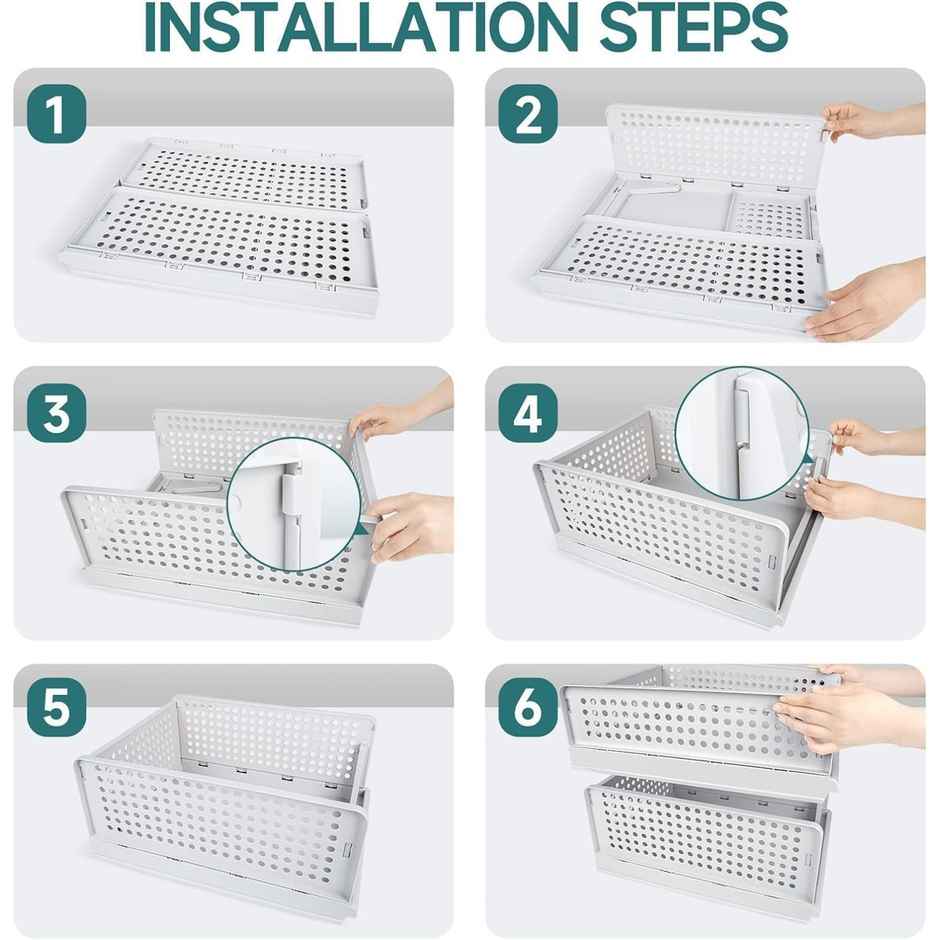 Kuber Industries Plastic Storage Wardrobe Organizer for Almirah|Large|Pack of 4|White