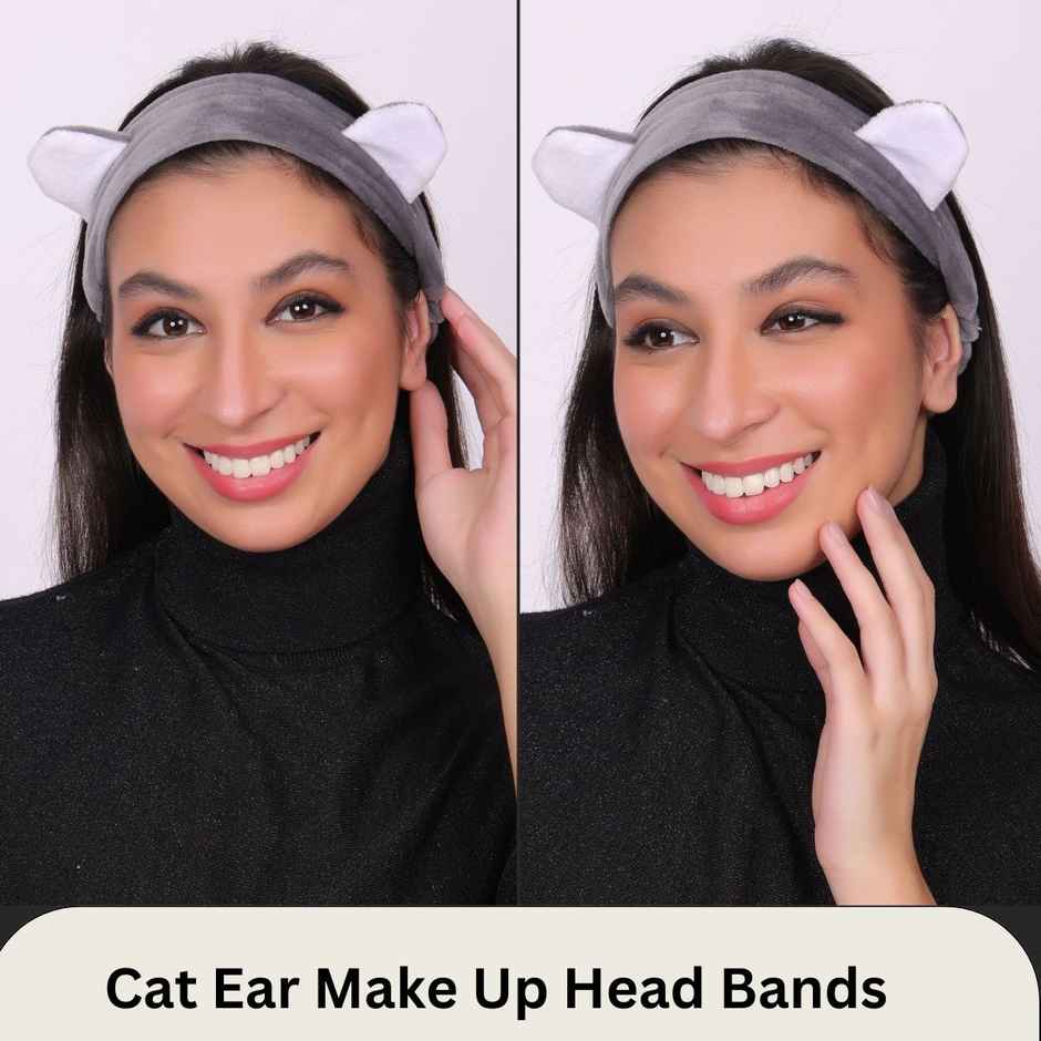 Matkooz Cat Ear Headband (Pink Grey)