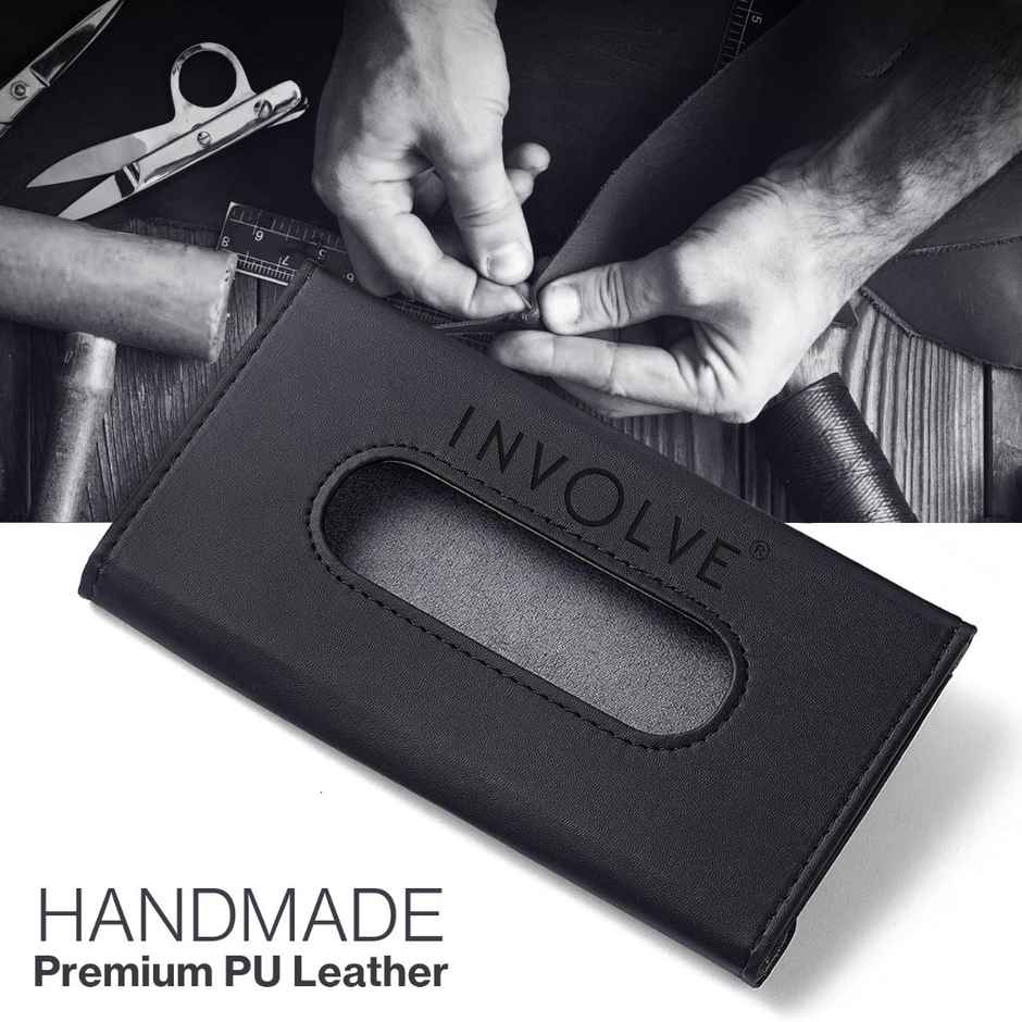 Involve Your Senses Car Visor Leather Tissue Holder | PU Leather Dashboard Tissue Case