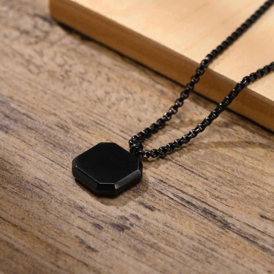 Men's Square Pendant Chain Black