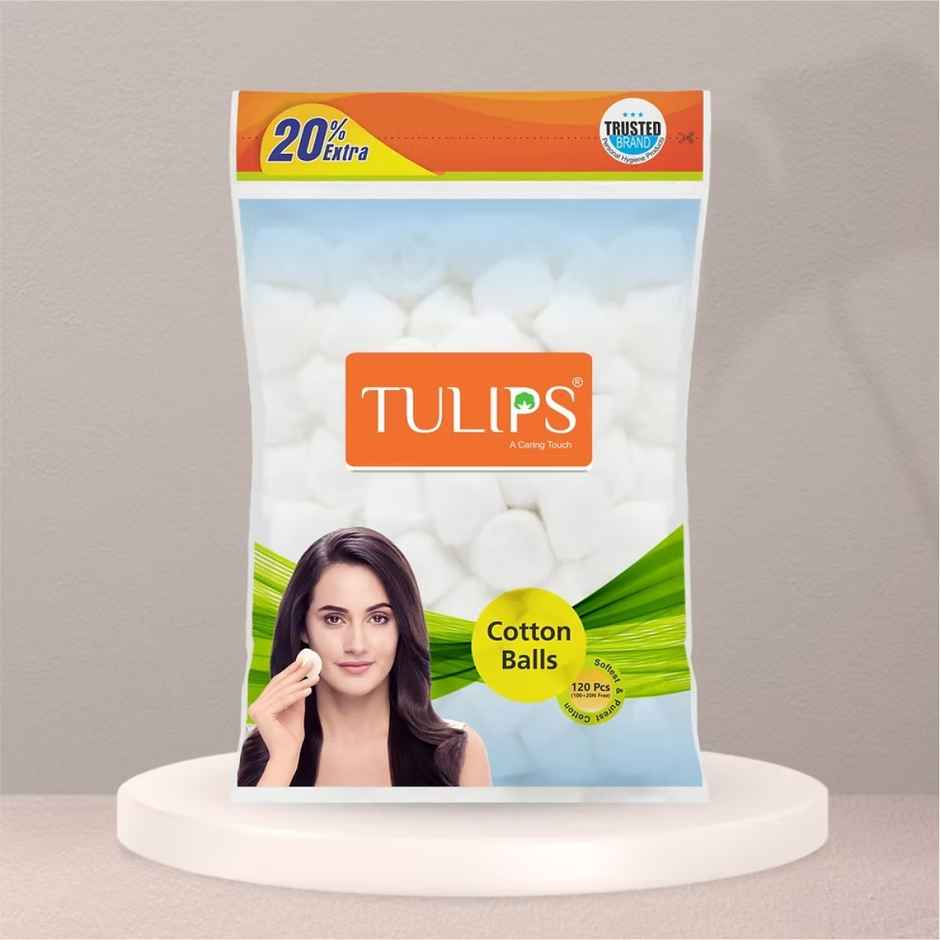 Tulips White Cotton Balls Pouch | Soft & Gentle