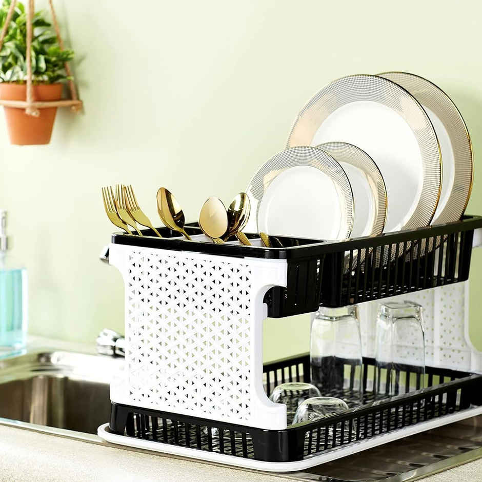 Youbee Double Layer Plastic Kitchen Sink, Large Dish Rack Organizer Drainer Basket