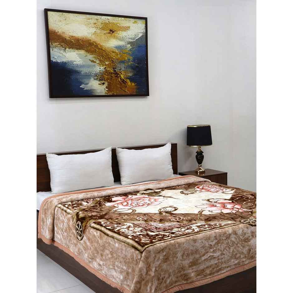 Signature 570 Gsm Polyester Brown Heavy Winter Super Soft Double Bed Mink Blanket
