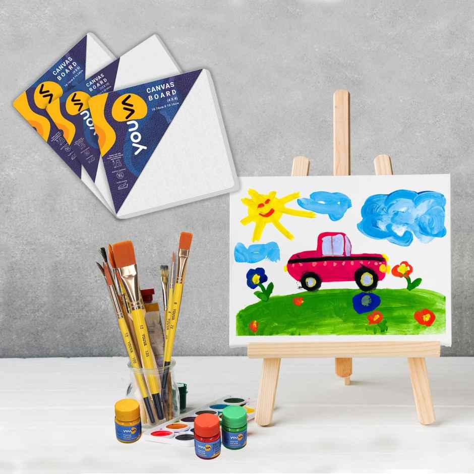 Navneet Youva Primed Canvas Board for Acrylic and Oil colour painting 6x6 inch