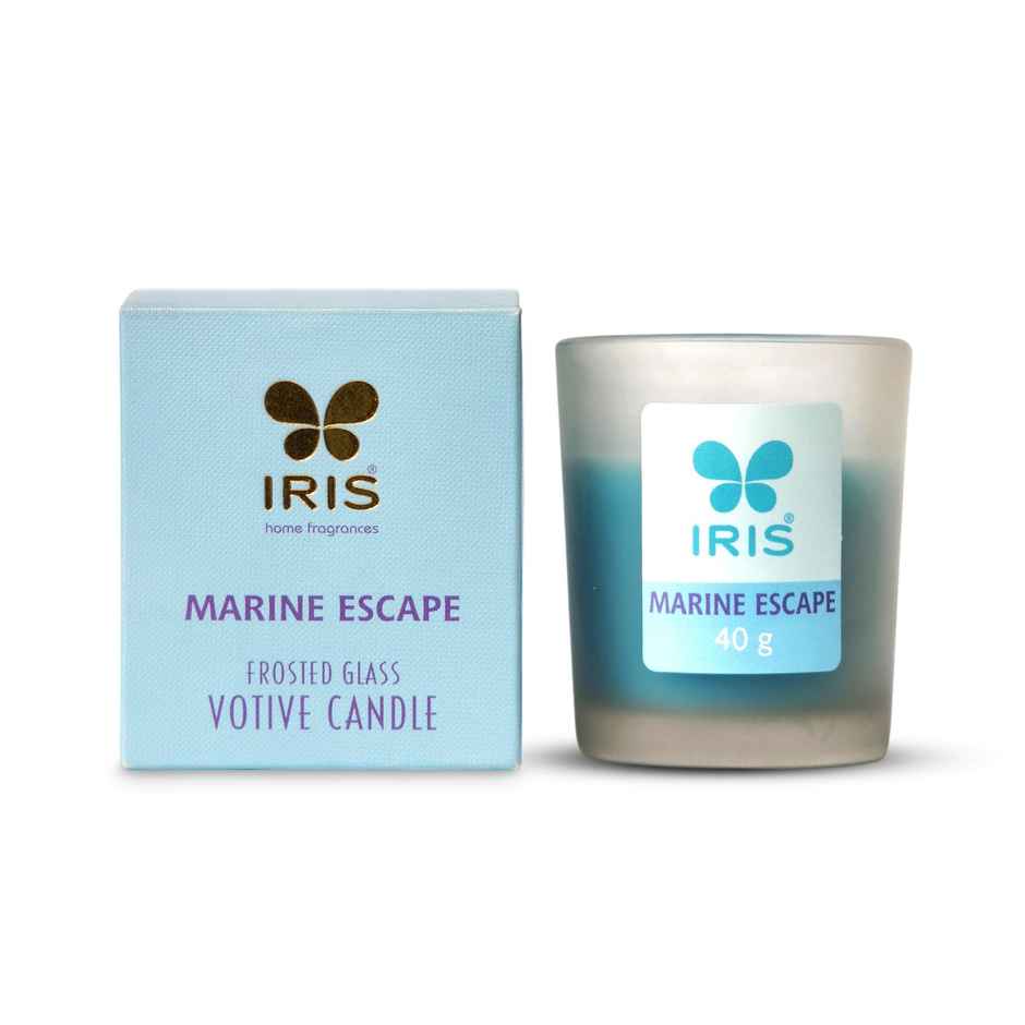 Frosted Shot Glass Scented Votive Candle | Marine Escape | 8 Hours Burn Time | Home Decor | IRIS