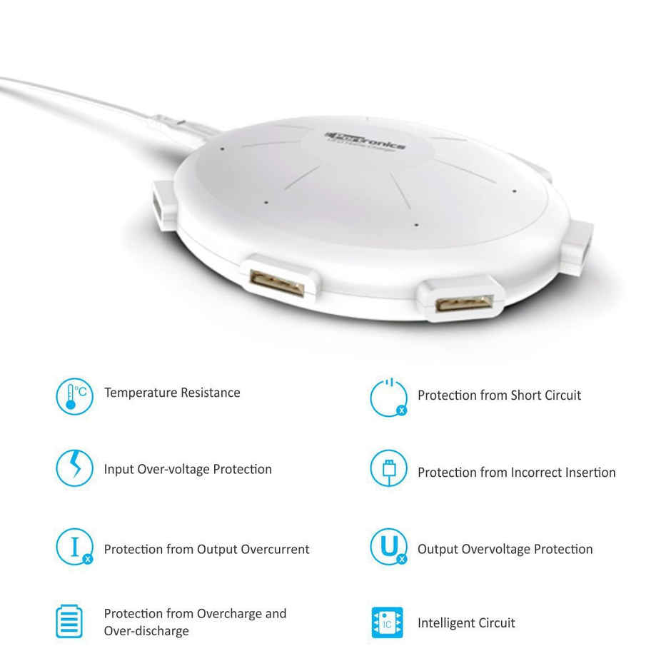 Portronics POR 343 UFO USB Home Charger 6Ports 8A Charging Station for Smartphones & Tablets- White