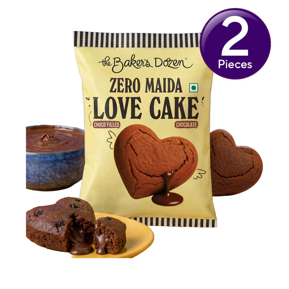 The Baker's Dozen Zero Maida Love Cake Chocolate | Choco Filled | Heart Cake | Small Cake Combo