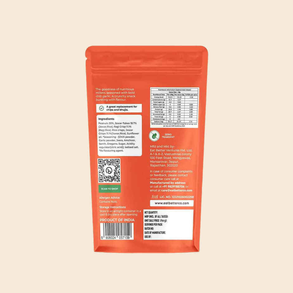 Millet Namkeen | Chilli Garlic, Healthy Snacks By Eat Better Co