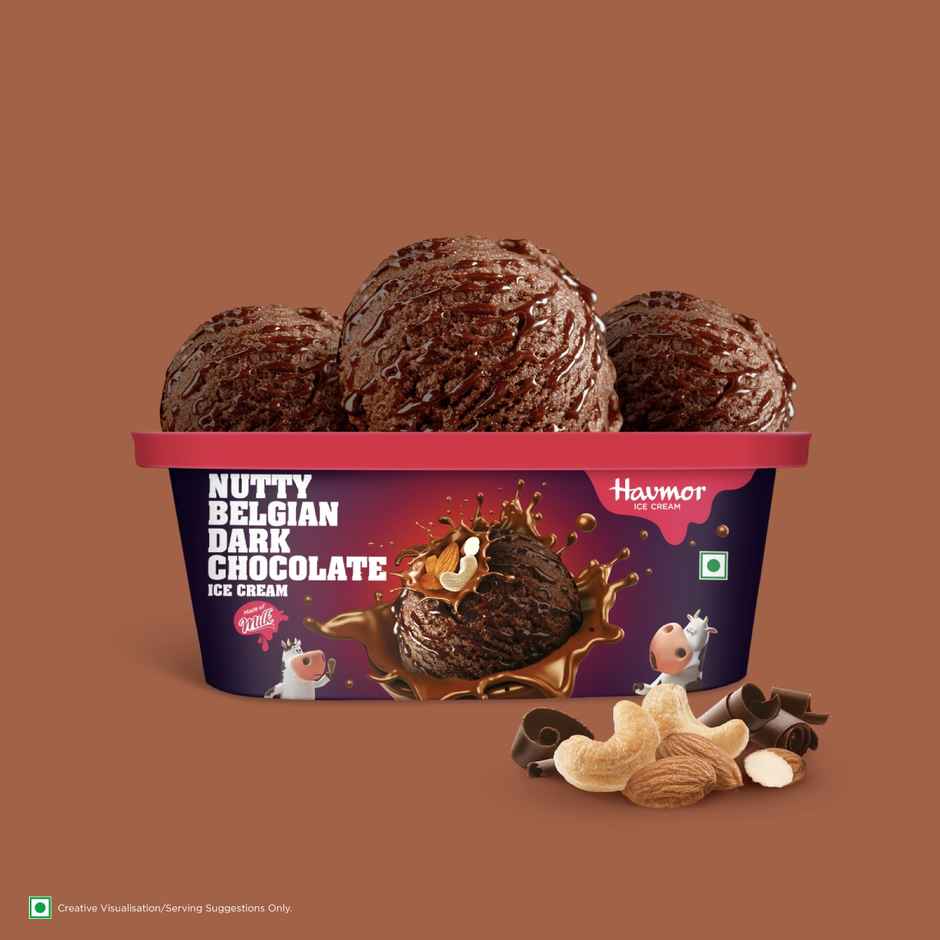 Havmor Signature Nutty Belgian Dark Chocolate Ice Cream Tub(750ml) & Dukes Waffy Vanilla Flavoured Wafers(60gms) Combo