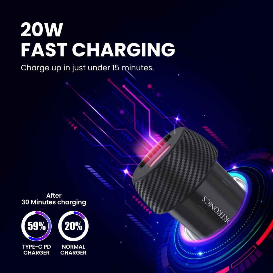 Portronics Car Power 7 Car Charger With Dual Output (Pd+Qc)