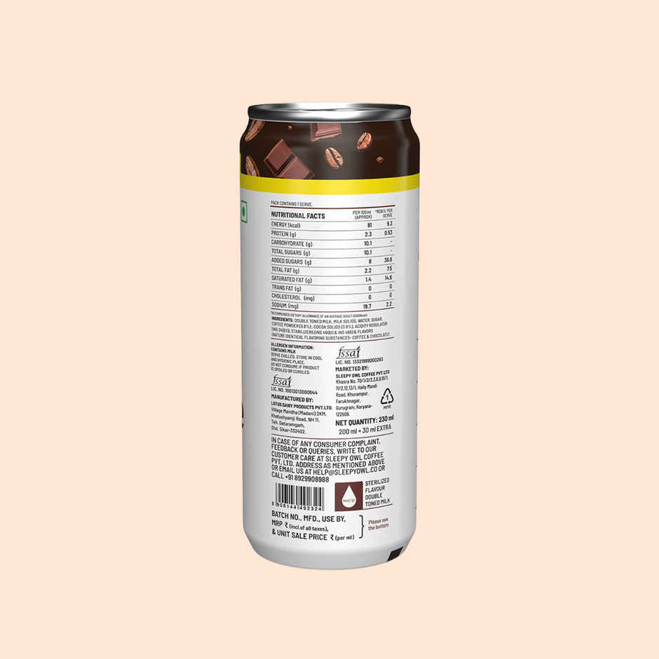 Sleepy Owl Belgian Mocha Cold Coffee Can | Ready to Drink Coffee Beverage