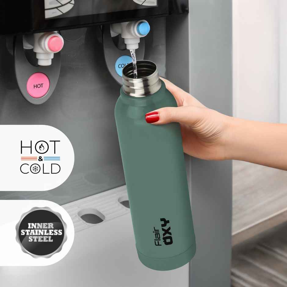 Flair Stainless Steel Oxy Inner Insulated Water Bottle | Green - 900 ml
