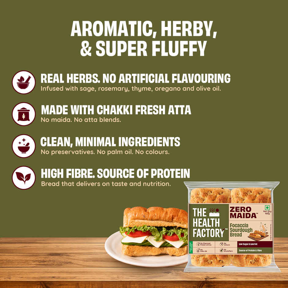 The Health Factory Zero Maida Focaccia Sourdough | Clean Label