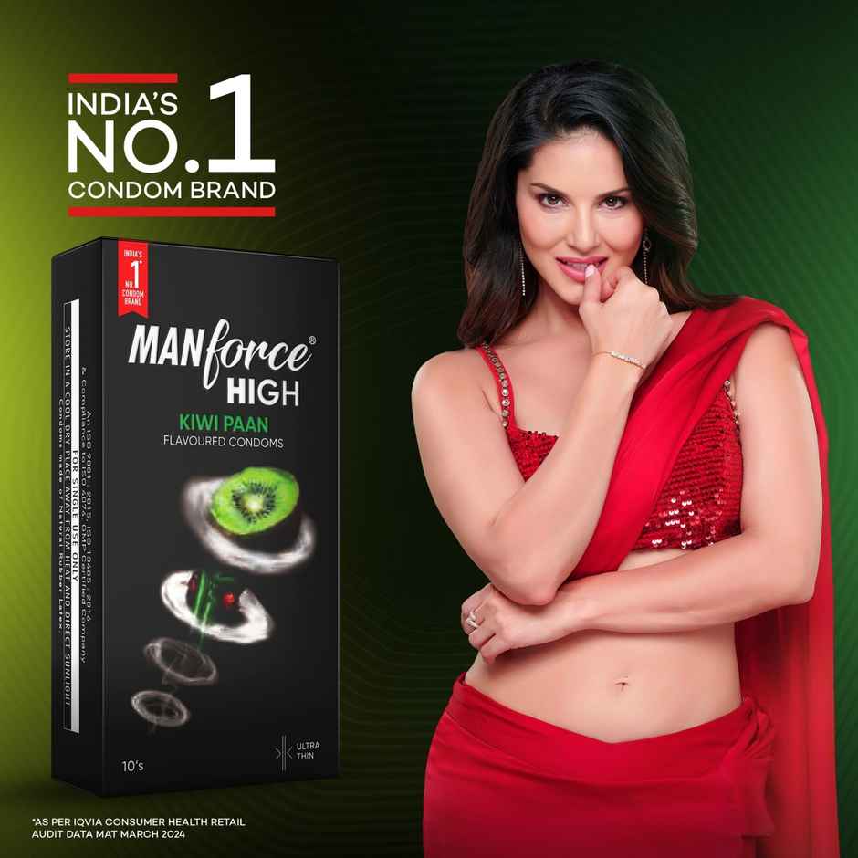Manforce Ultra Feel Super Thin Bubble Gum Flavoured Condom With Thickness Of 0.05Mm(10pc) & Manforce High Flavoured Condoms - Kiwi Paan(10pc) Combo