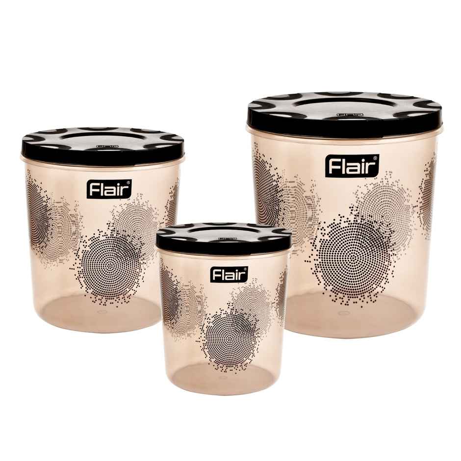 Flair Kitchen Mate Classic Containers Set-3 | 4700/7000/10000 ml | Brown