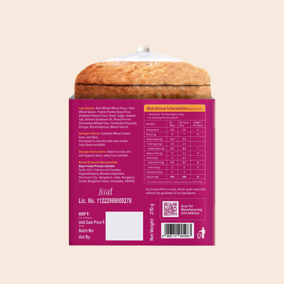 Protein Chef 35g Protein Brown Bread, No Maida No Preservatives