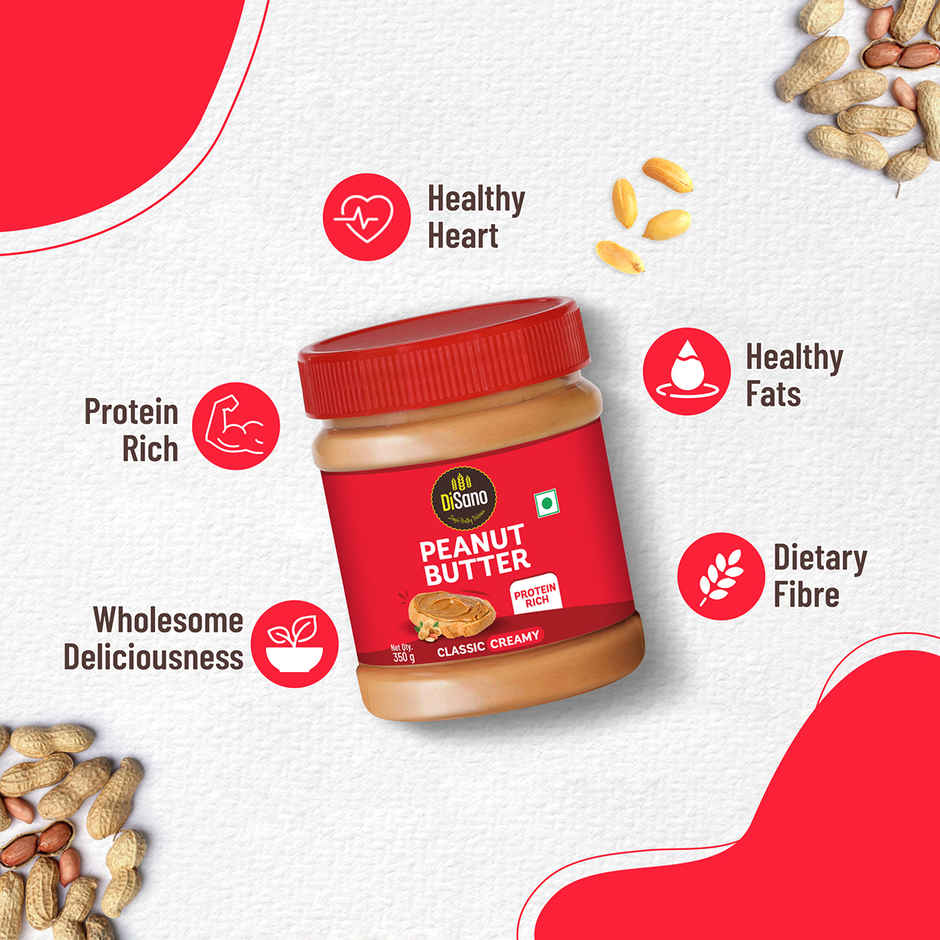 Disano Peanut Butter - Creamy, 26% Protein, No Trans Fat & Preservatives