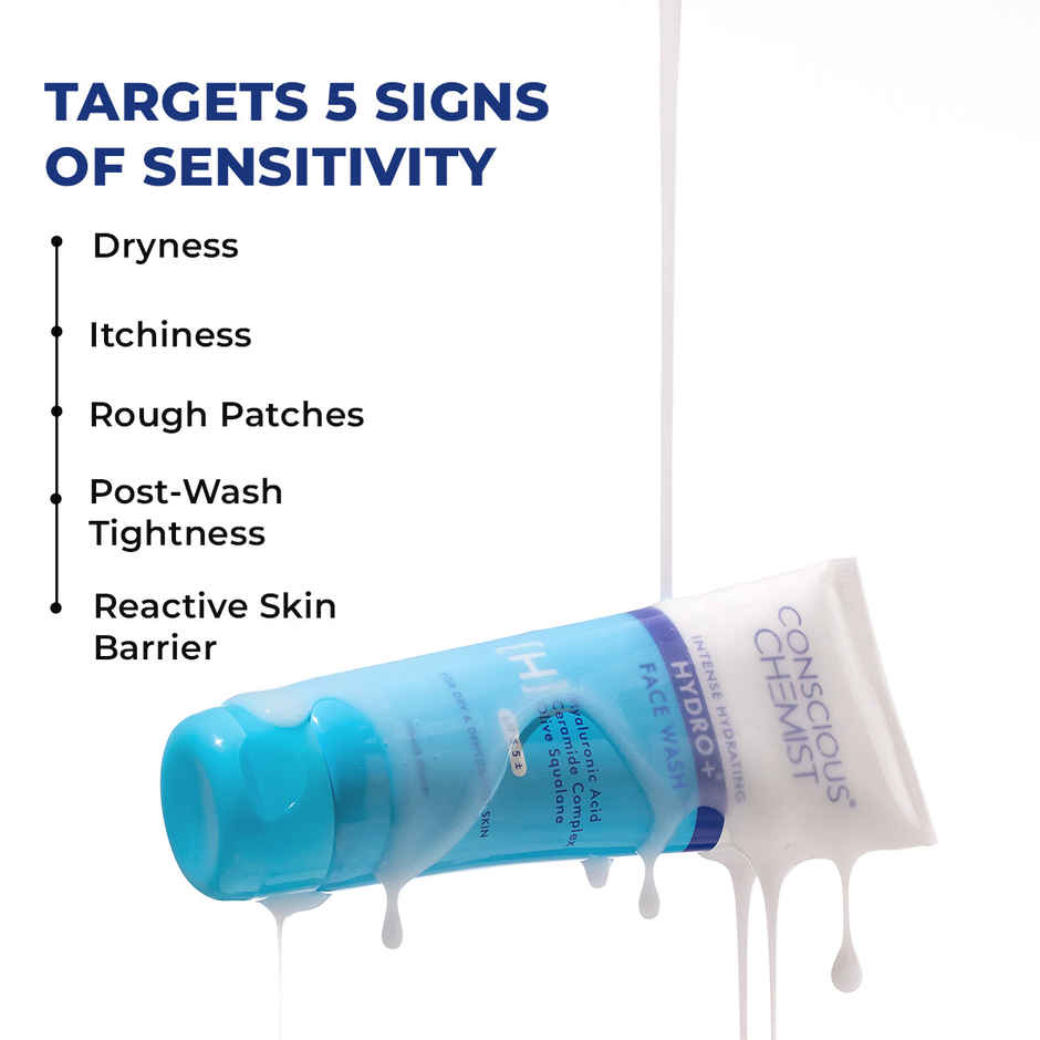 Conscious Chemist Gentle Hydrating Face Wash For Dry Skin With Hyaluronic Acid And Ceramides