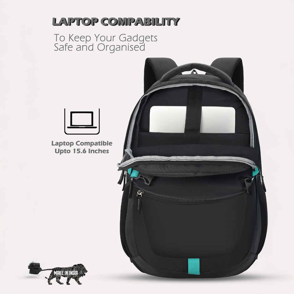 Lavie Sport Unisex Solid Polyester Padded Grab Handle Laptop Backpack | Black | M (31 x 20 x 46 cm)