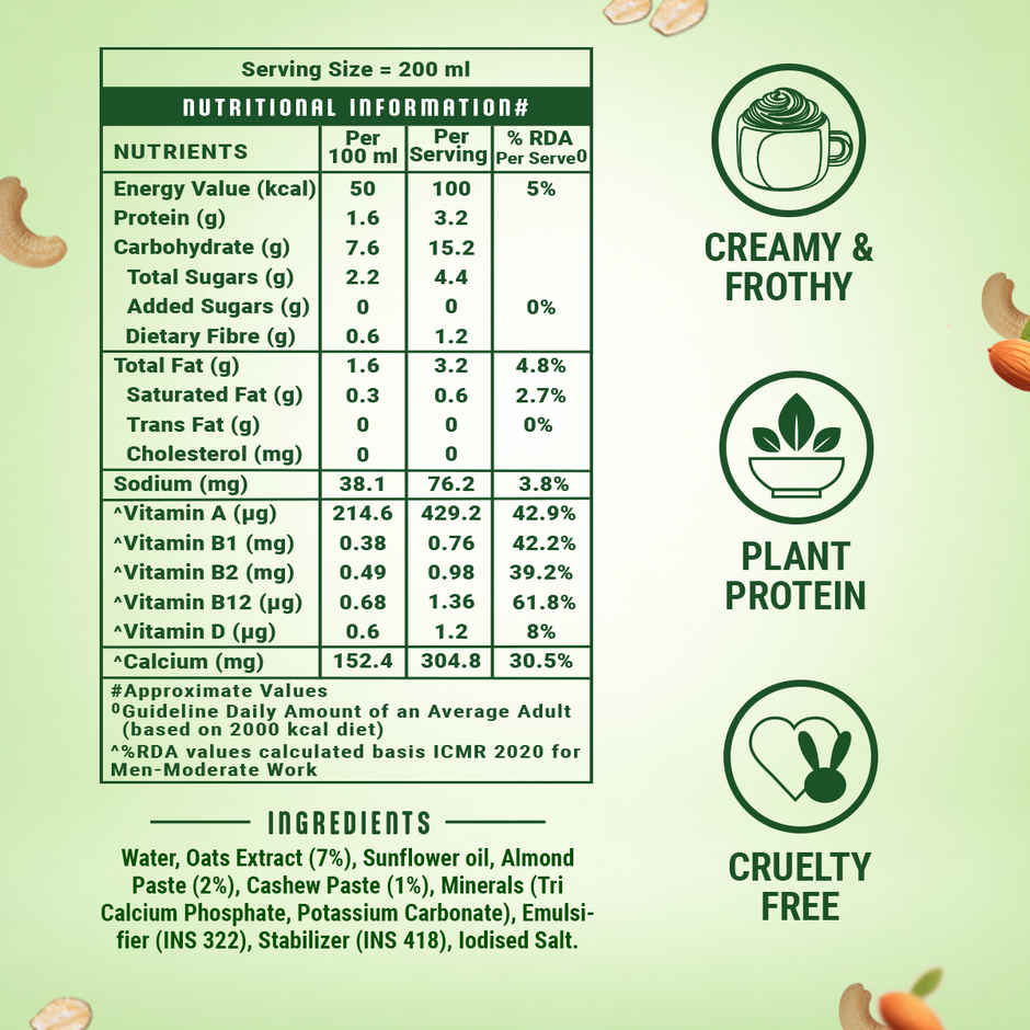 Bagrry's Oats And Nut Drink Vegan No Added Sugar