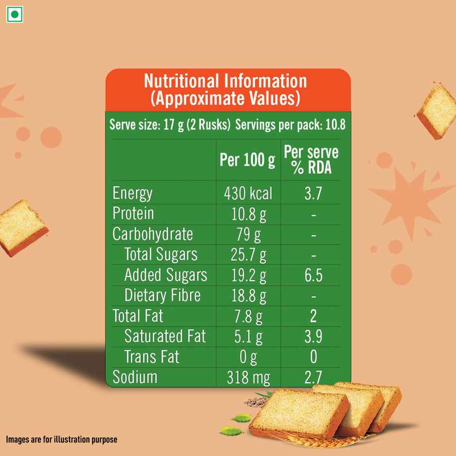 Tata Soulfull No Maida Elaichi Rusk, Whole Wheat Atta & Jowar, Crunchy Tea-Time Snack