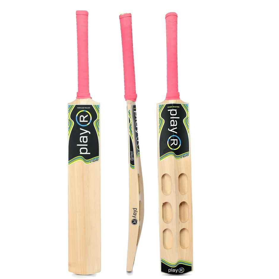 Playr Unisex Adult Cricket Fluid Tennis Kashmir Willow Bat For All Season 6 - Fluorescent Yellow