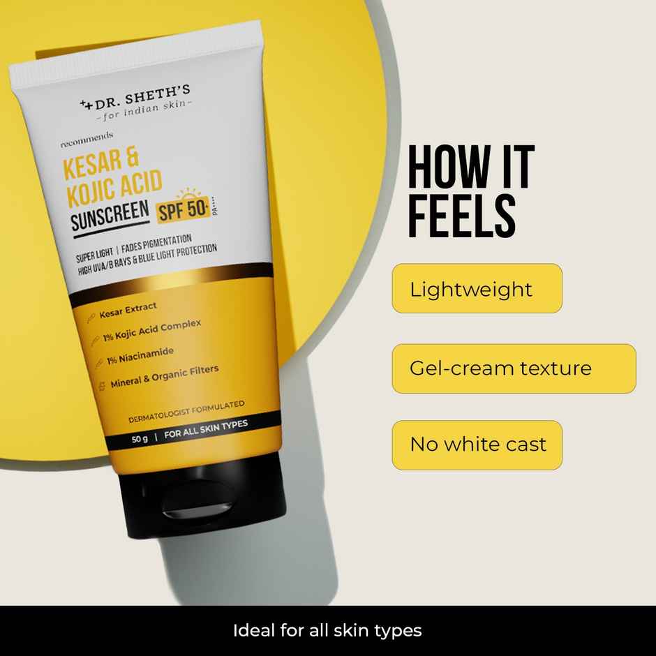 Dr. Sheth's Kesar & Kojic Acid Sunscreen | SPF 50+ PA++++ Combo