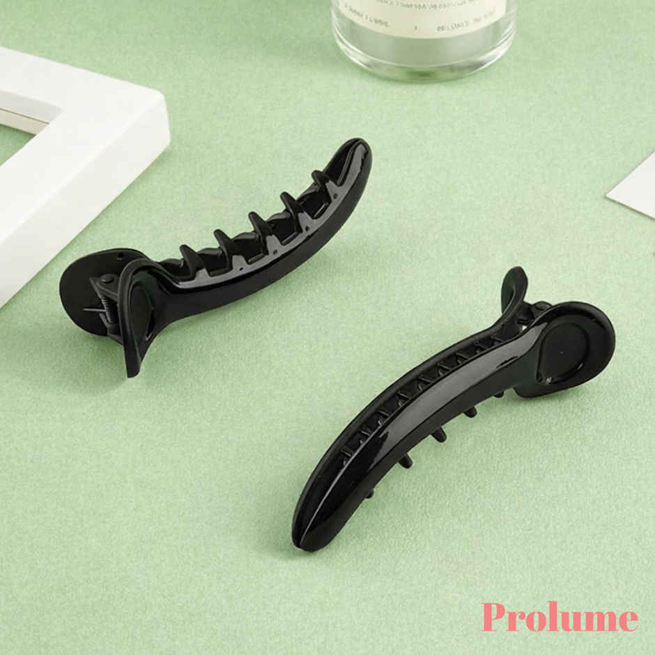 Prolume Banana Claw Clip for Women | Black Glossy Hair Clutchers