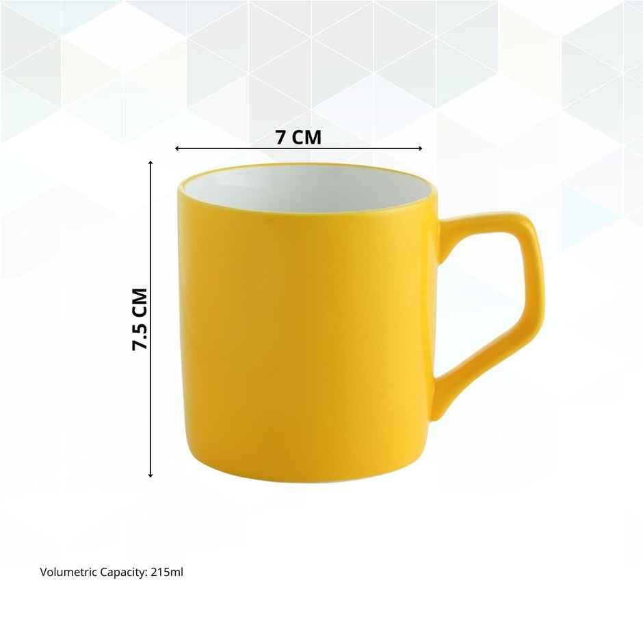 Clay Craft Fine Ceramic Director Coffee Mug Set | Set Of 4 | Teal and Yellow