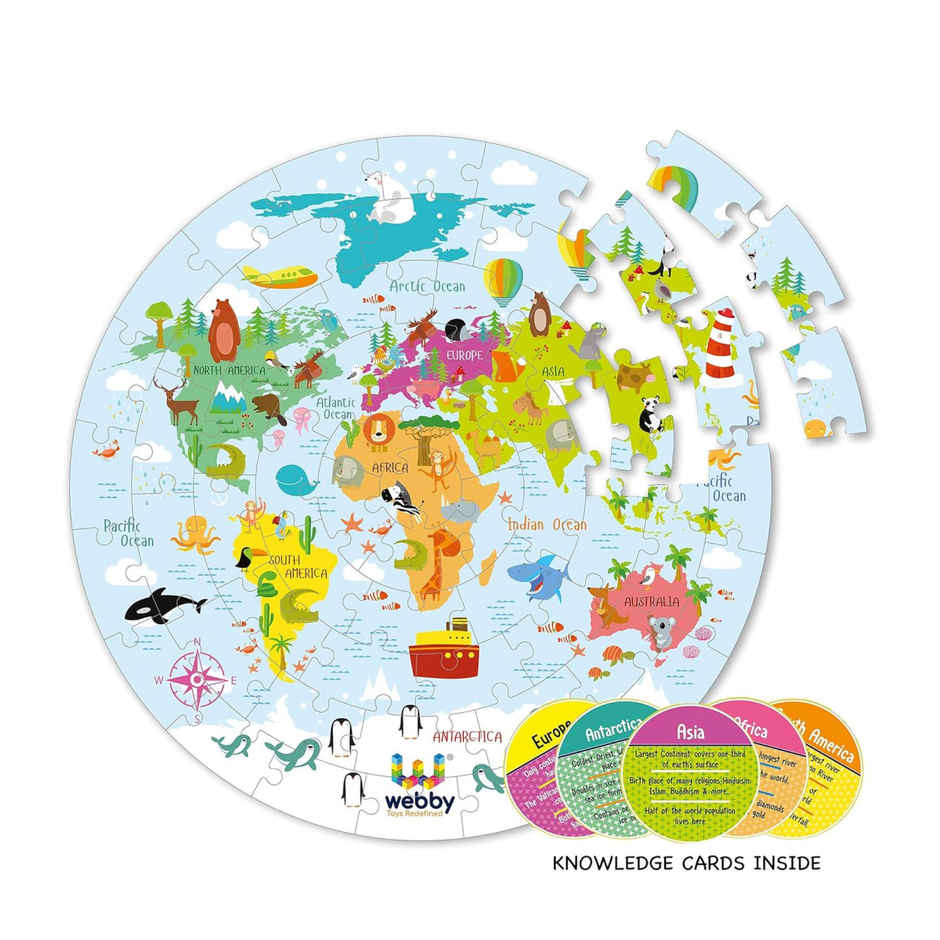 Webby Amazing India Map Jigsaw Floor Puzzle 60 Pcs with 4 Double Sided Flashcards