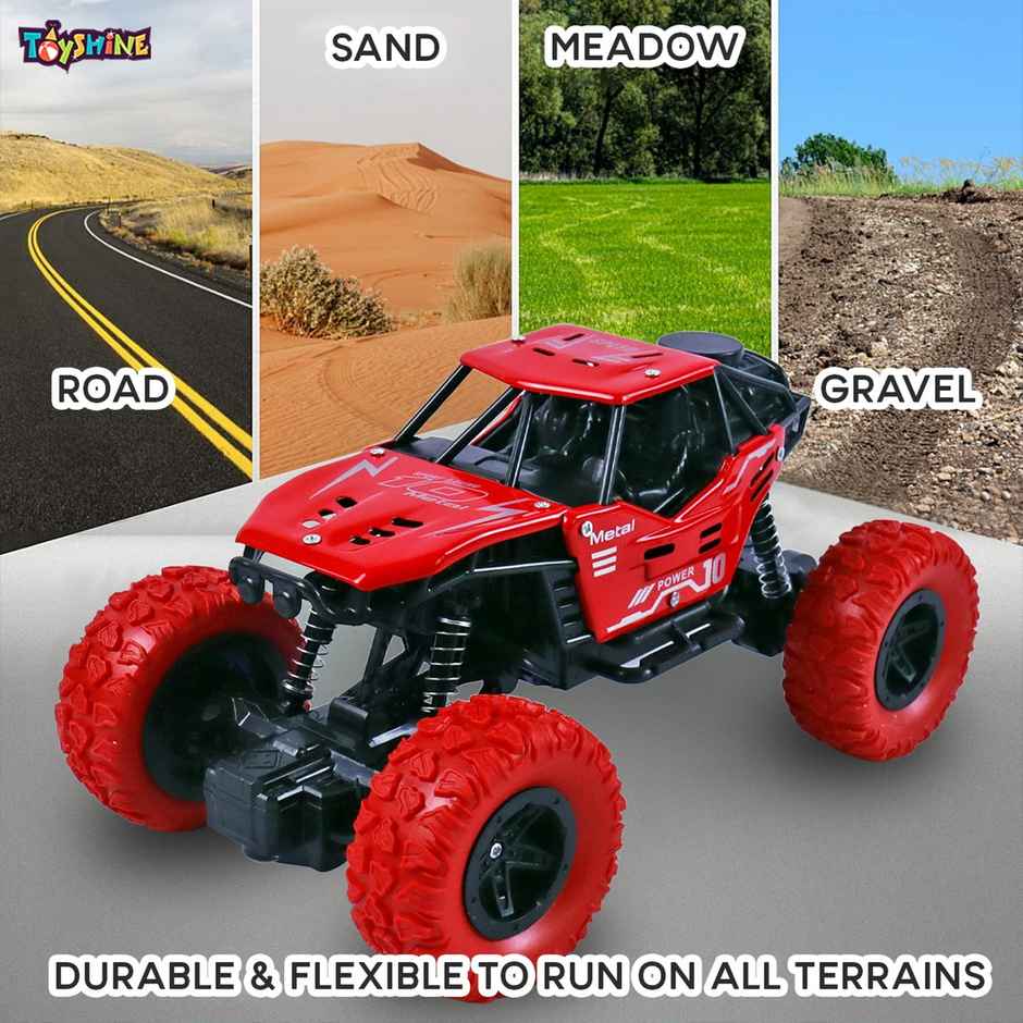 Toyshine 1:16 Scale 27Mhz Smoke Rock Crawler Monster RC Truck | With Booster Spray Function | Red