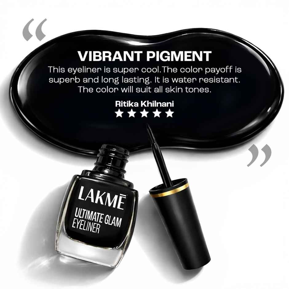 Lakme Ultimate Glam Eye Liner, Semi Matte, Black