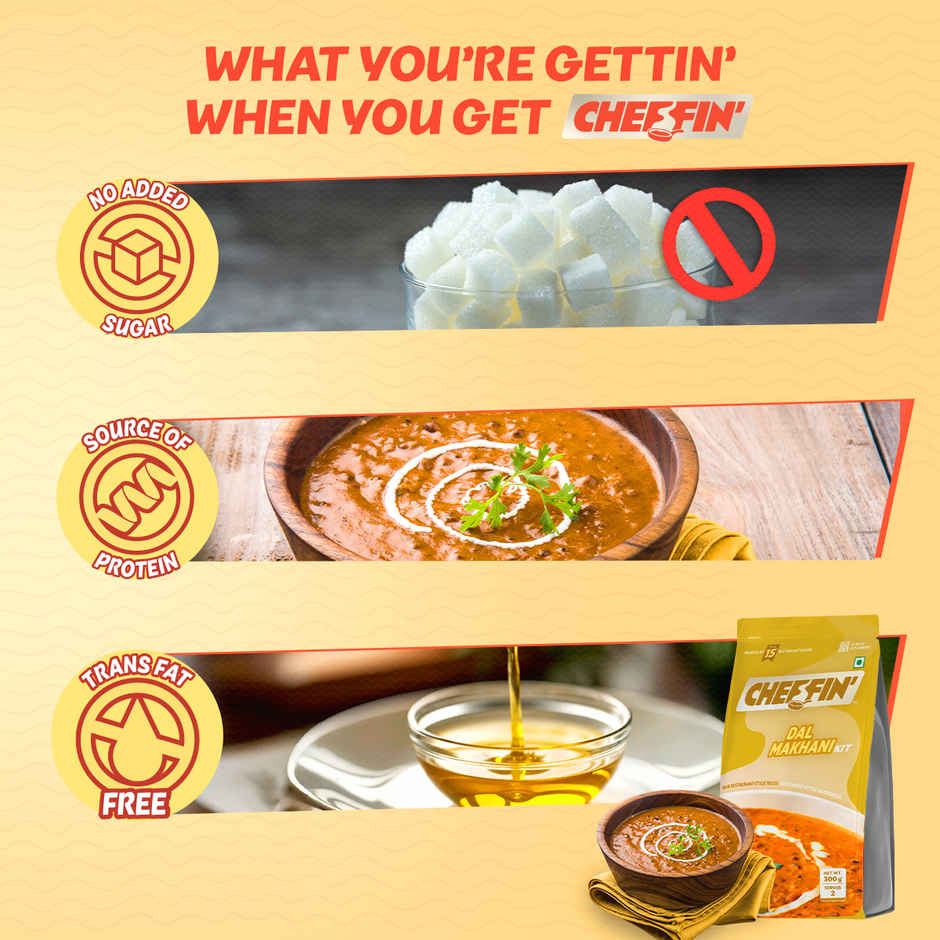Cheffin' Dal Makhani | Gourmet Cooking Kit | Serves 2-3 | Ready in 10 Min