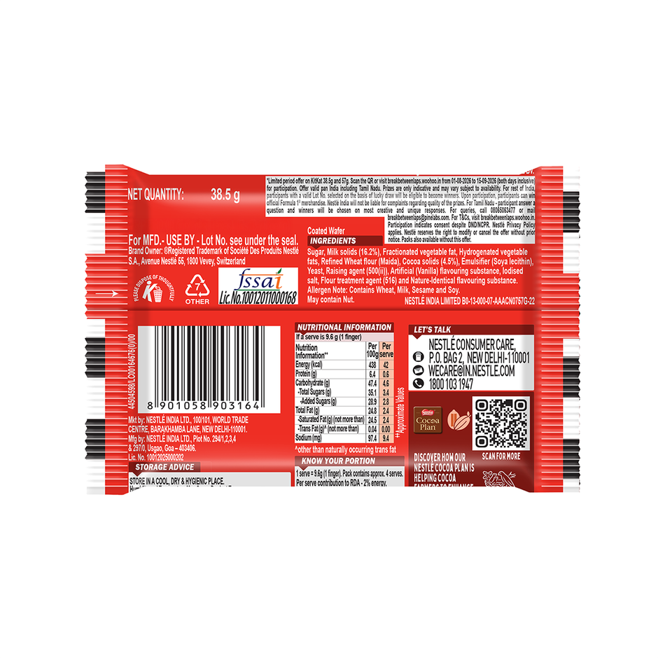 Nestlé KitKat Formula 1 Edition | Choco-Coated Wafer Bars | 4 Fingers