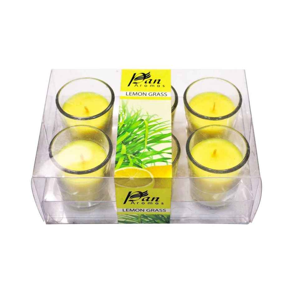 Pan Aromas 6-Pack Votive Glass Candle - Lemon Grass Combo