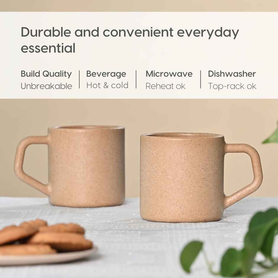 Eha Earth Friendly Tea & Coffee Cup | Rice Husk Biocomposite | Tortilla - 200 ml