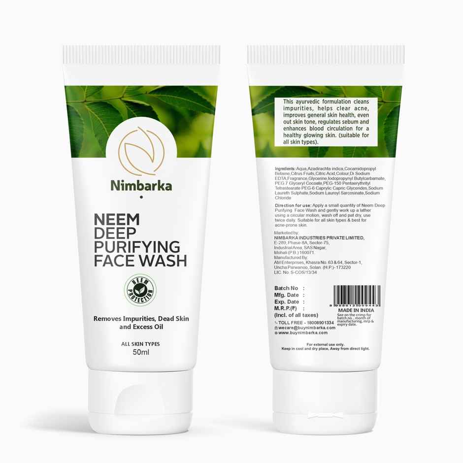 Nimbarka Neem Deep Purifying Face Wash Removes Impurities Dead Skin & Excess Oil