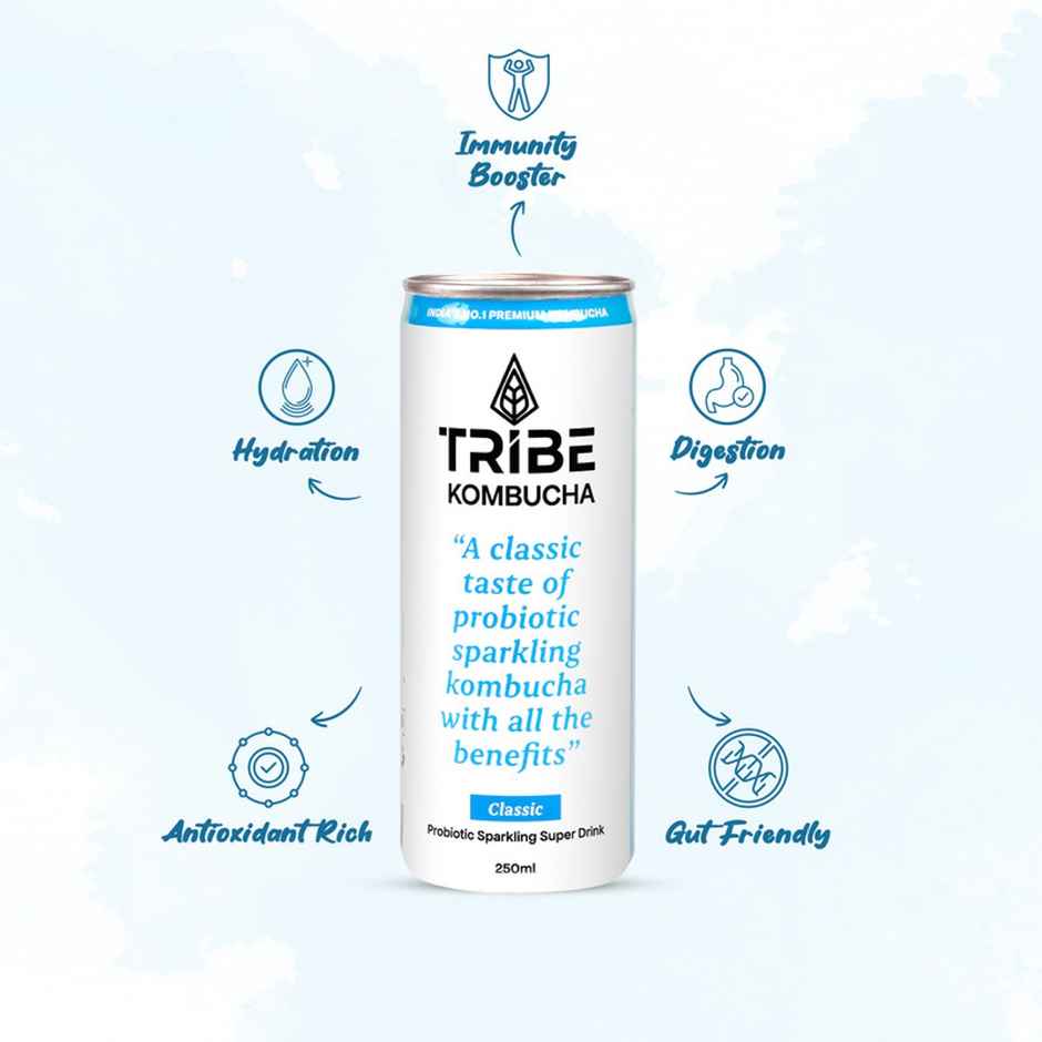 Tribe Kombucha Classic Naturally Sparkling Probiotic Super Drink | Gut Friendly