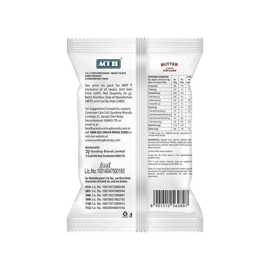 ACT II Ready To Eat Popcorn | Butter Flavour| On-the-go Snacks