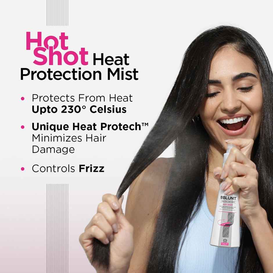 BBLUNT Hot Shot Heat Protection Hair Mist with Grape Seed Oil, No Parabens