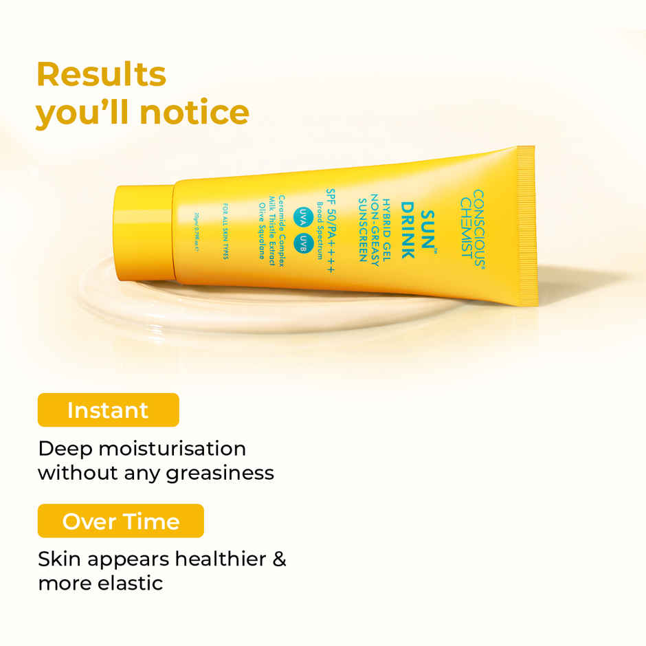 Conscious Chemist Sun Drink Hybrid Lightweight Gel Sunscreen SPF 50 PA++++ UVA/UVB With Ceramides