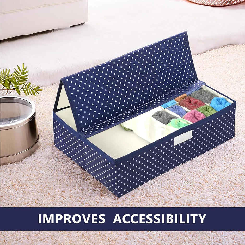 Kuber Industries 16+1 Foldable Undergarments Organizer | For Handkerchiefs-Belt-Tie-Socks | Blue